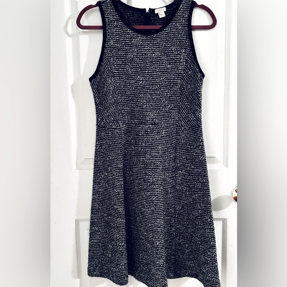 J. Crew Women’s Black and Gray Wool Blend Skater Flare Tank Dress Y2K